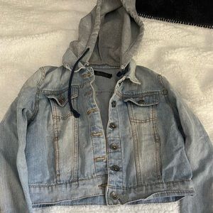 Jean Jacket With Hoodie (will wash clothes to get them fresh & wrinkles out)!